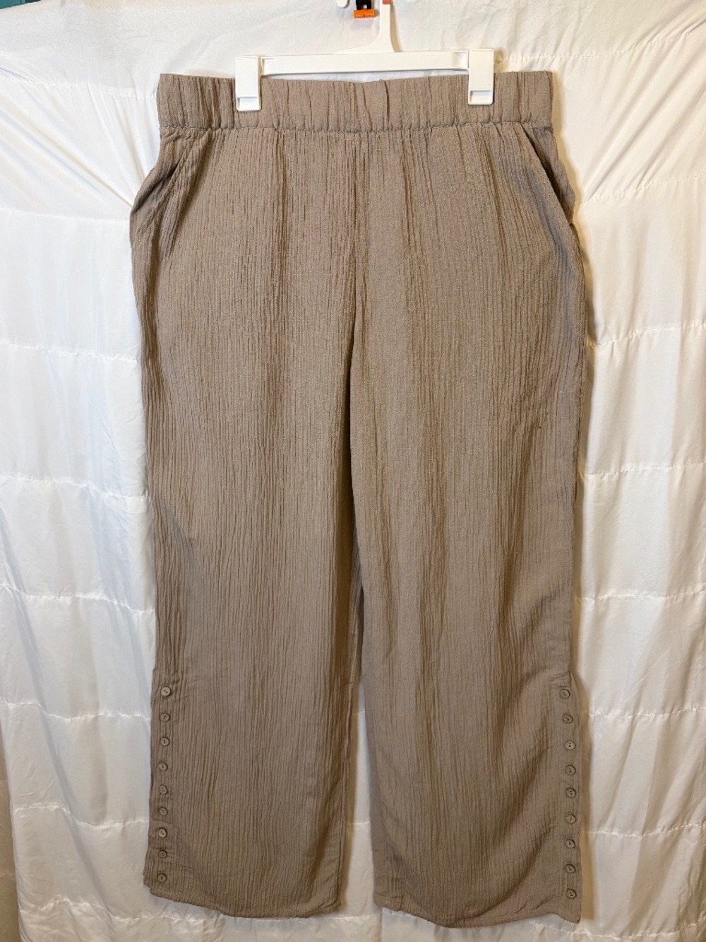 *NWT* SOFT SURROUNDINGS Wide Leg XL Pull-On Pants Pebble Taupe